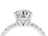 White gold Round Cut Moissanite Solitaire Pavé Engagement Ring with Round Band and Prong Setting_76