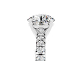 White gold Round Cut Moissanite Solitaire Pavé Engagement Ring with Round Band and Prong Setting_77
