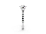 White gold Round Cut Moissanite Solitaire Pavé Engagement Ring with Round Band and Prong Setting_86