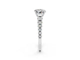White gold Round Cut Moissanite Solitaire Ring with Cathedral Setting and Pavé Band_2