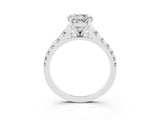 White gold Round Cut Moissanite Solitaire Ring with Cathedral Setting and Pavé Band_3