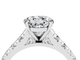 White gold Round Cut Moissanite Solitaire Ring with Cathedral Setting and Pavé Band_4