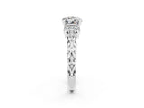 White gold Round Cut Moissanite Solitaire Ring with Filigree Band and Four-Prong Setting_26