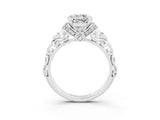 White gold Round Cut Moissanite Solitaire Ring with Filigree Band and Four-Prong Setting_27