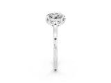 White gold Round Cut Moissanite Solitaire Ring with Flower Prong Setting and Classic Band_15