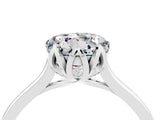 White gold Round Cut Moissanite Solitaire Ring with Flower Prong Setting and Classic Band_17