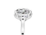 White gold Round Cut Moissanite Solitaire Ring with Flower Prong Setting and Classic Band_18