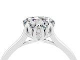 White gold Round Cut Moissanite Solitaire Ring with Flower Prong Setting and Classic Band_53