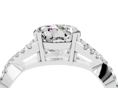 White gold Round Cut Moissanite Solitaire Ring with Four-Prong Setting and Twisted Pavé Band_4