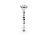 White gold Round Cut Moissanite Solitaire Ring with Pavé Accents and Four-Prong Setting_2