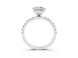 White gold Round Cut Moissanite Solitaire Ring with Pavé Accents and Four-Prong Setting_3