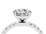 White gold Round Cut Moissanite Solitaire Ring with Pavé Accents and Four-Prong Setting_4