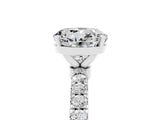 White gold Round Cut Moissanite Solitaire Ring with Pavé Accents and Four-Prong Setting_5