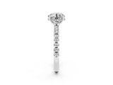 White gold Round Cut Moissanite Solitaire Ring with Pavé Band and Four-Prong Setting_26