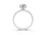 White gold Round Cut Moissanite Solitaire Ring with Pavé Band and Four-Prong Setting_27