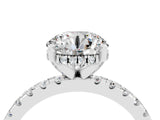 White gold Round Cut Moissanite Solitaire Ring with Pavé Band and Four-Prong Setting_28
