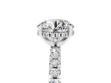 White gold Round Cut Moissanite Solitaire Ring with Pavé Band and Four-Prong Setting_29