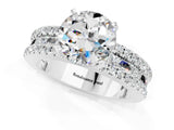 White gold Round Cut Moissanite Solitaire Ring with Pavé and Channel Set Band_1
