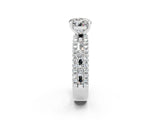 White gold Round Cut Moissanite Solitaire Ring with Pavé and Channel Set Band_2