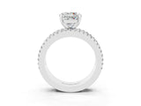 White gold Round Cut Moissanite Solitaire Ring with Pavé and Channel Set Band_3