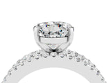 White gold Round Cut Moissanite Solitaire Ring with Pavé and Channel Set Band_4