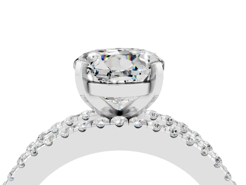 White gold Round Cut Moissanite Solitaire Ring with Pavé and Channel Set Band_4