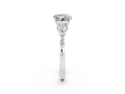 White gold Round Cut Moissanite Solitaire Ring with Side Stones and Four-Prong Setting_26