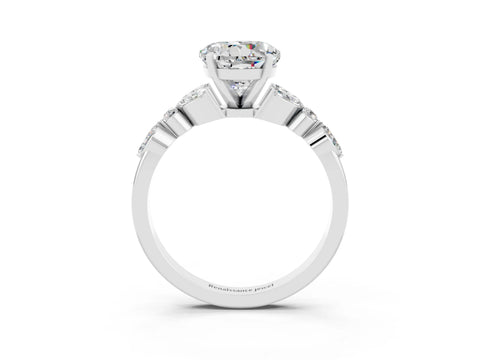 White gold Round Cut Moissanite Solitaire Ring with Side Stones and Four-Prong Setting_27