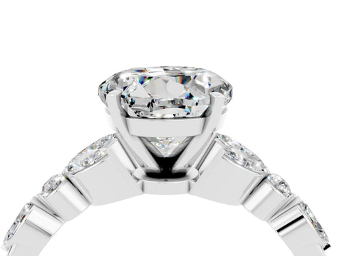 White gold Round Cut Moissanite Solitaire Ring with Side Stones and Four-Prong Setting_28