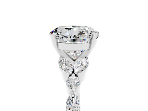 White gold Round Cut Moissanite Solitaire Ring with Side Stones and Four-Prong Setting_29