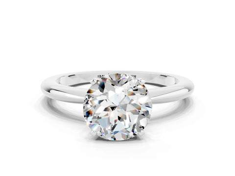 White gold Round Cut Moissanite Solitaire Ring with Six-Prong Setting and Classic Band_12