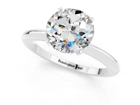 White gold Round Cut Moissanite Solitaire Ring with Six-Prong Setting and Classic Band_13