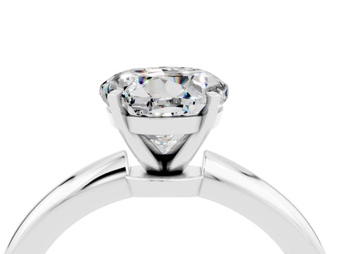 White gold Round Cut Moissanite Solitaire Ring with Six-Prong Setting and Classic Band_16