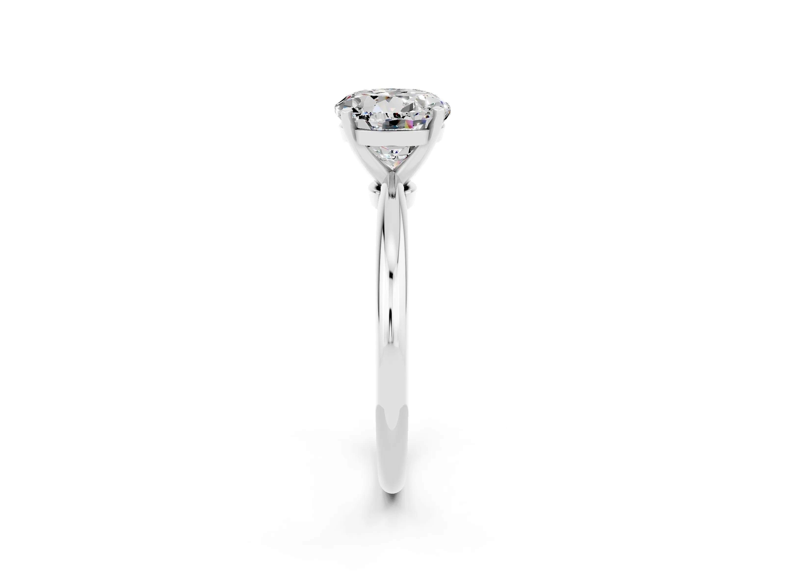 White gold Round Cut Moissanite Solitaire Ring with Six-Prong Setting and Classic Band_2
