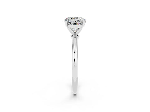 White gold Round Cut Moissanite Solitaire Ring with Six-Prong Setting and Classic Band_2