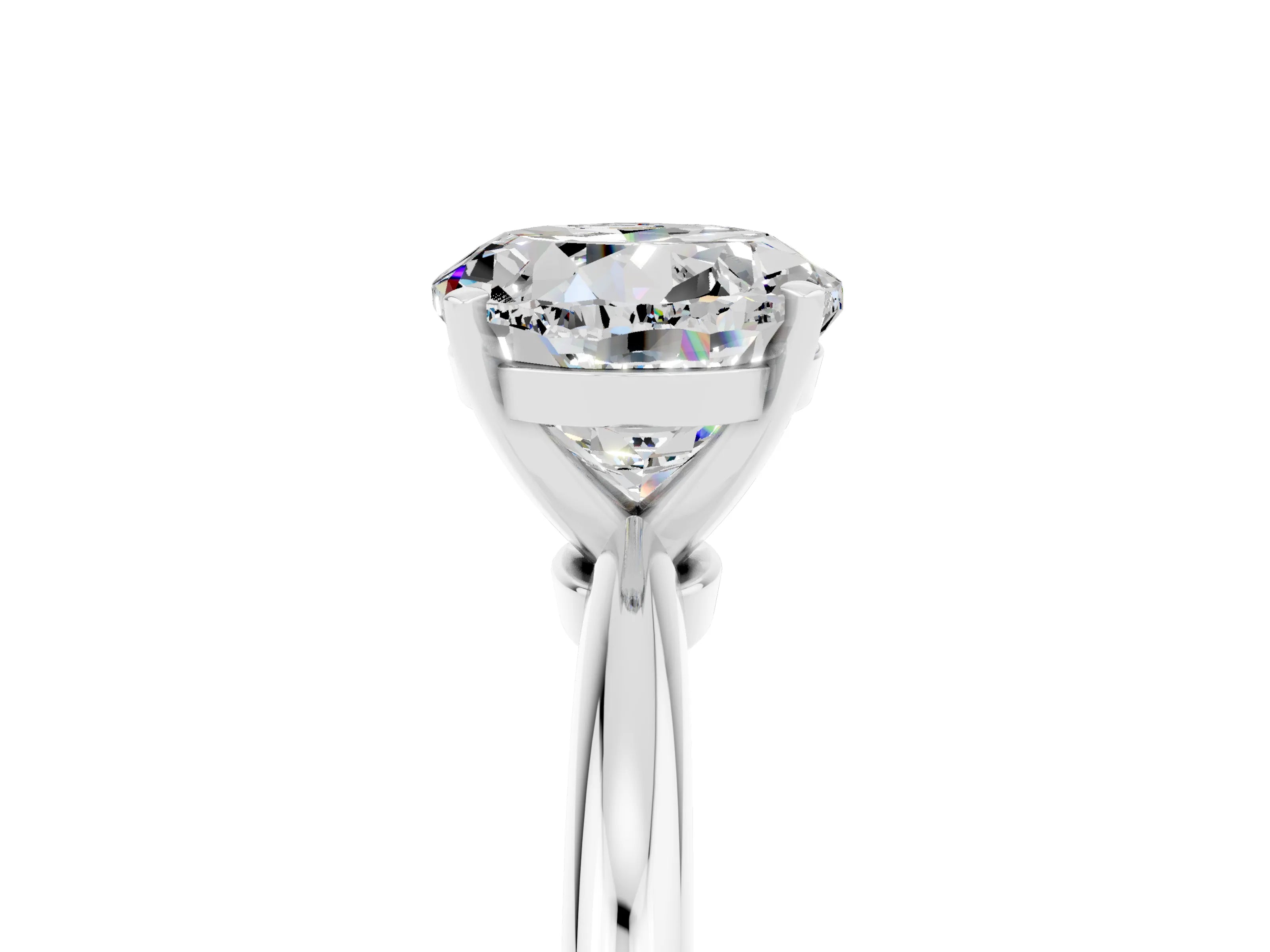 White gold Round Cut Moissanite Solitaire Ring with Six-Prong Setting and Classic Band_5