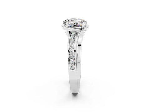 White gold Round Cut Moissanite Solitaire Ring with Split Shank and Prong Setting_2