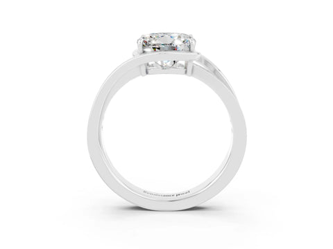 White gold Round Cut Moissanite Solitaire Ring with Split Shank and Prong Setting_3