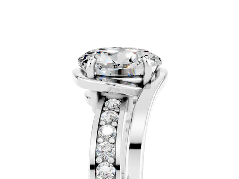 White gold Round Cut Moissanite Solitaire Ring with Split Shank and Prong Setting_5