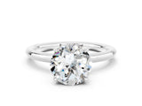 White gold Round Cut Moissanite Solitaire Ring with Thin Band and Four-Prong Setting_12