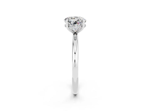White gold Round Cut Moissanite Solitaire Ring with Thin Band and Four-Prong Setting_14