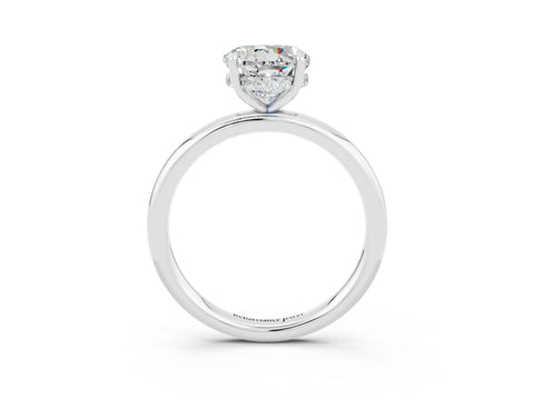 White gold Round Cut Moissanite Solitaire Ring with Thin Band and Four-Prong Setting_15