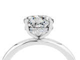 White gold Round Cut Moissanite Solitaire Ring with Thin Band and Four-Prong Setting_16