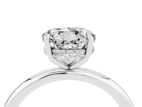 White gold Round Cut Moissanite Solitaire Ring with Thin Band and Four-Prong Setting_16