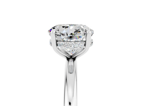 White gold Round Cut Moissanite Solitaire Ring with Thin Band and Four-Prong Setting_17