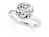 White gold Round Cut Moissanite Solitaire Ring with Thin Band and Prong Setting_13