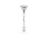 White gold Round Cut Moissanite Solitaire Ring with Thin Band and Prong Setting_14