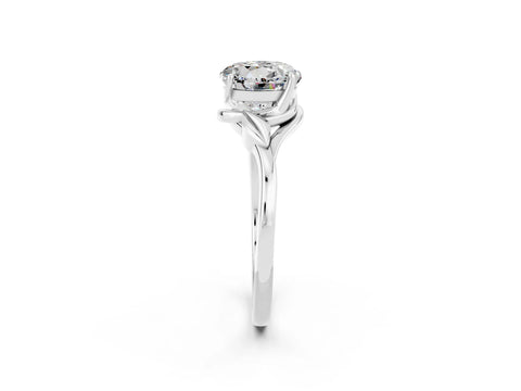 White gold Round Cut Moissanite Solitaire Ring with Twist Band and Four-Prong Setting_14