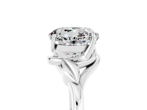 White gold Round Cut Moissanite Solitaire Ring with Twist Band and Four-Prong Setting_41