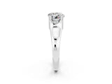 White gold Round Cut Moissanite Solitaire Ring with Wide Band and Prong Setting_2